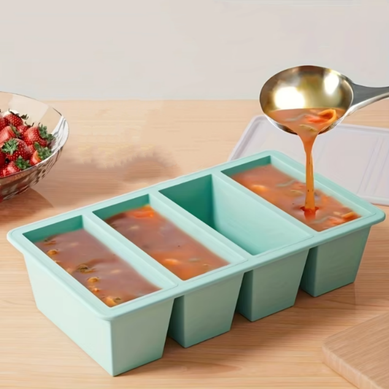 Meal Prep Chef - 뚜껑이 있는 1개 실리콘 냉동고 트레이