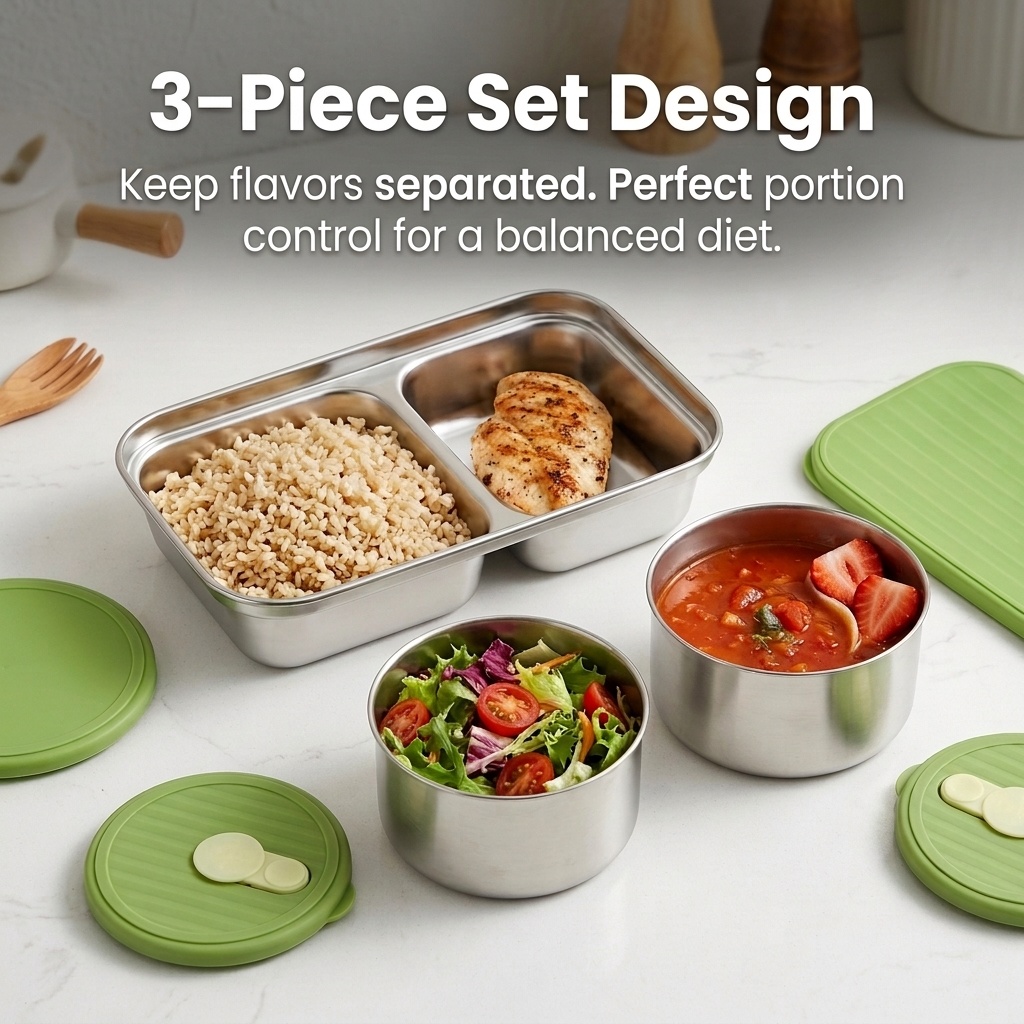 전자레인지 사용 가능 304 스테인리스 도시락 세트 성 - Meal Prep Kinder 리뷰 및 가격