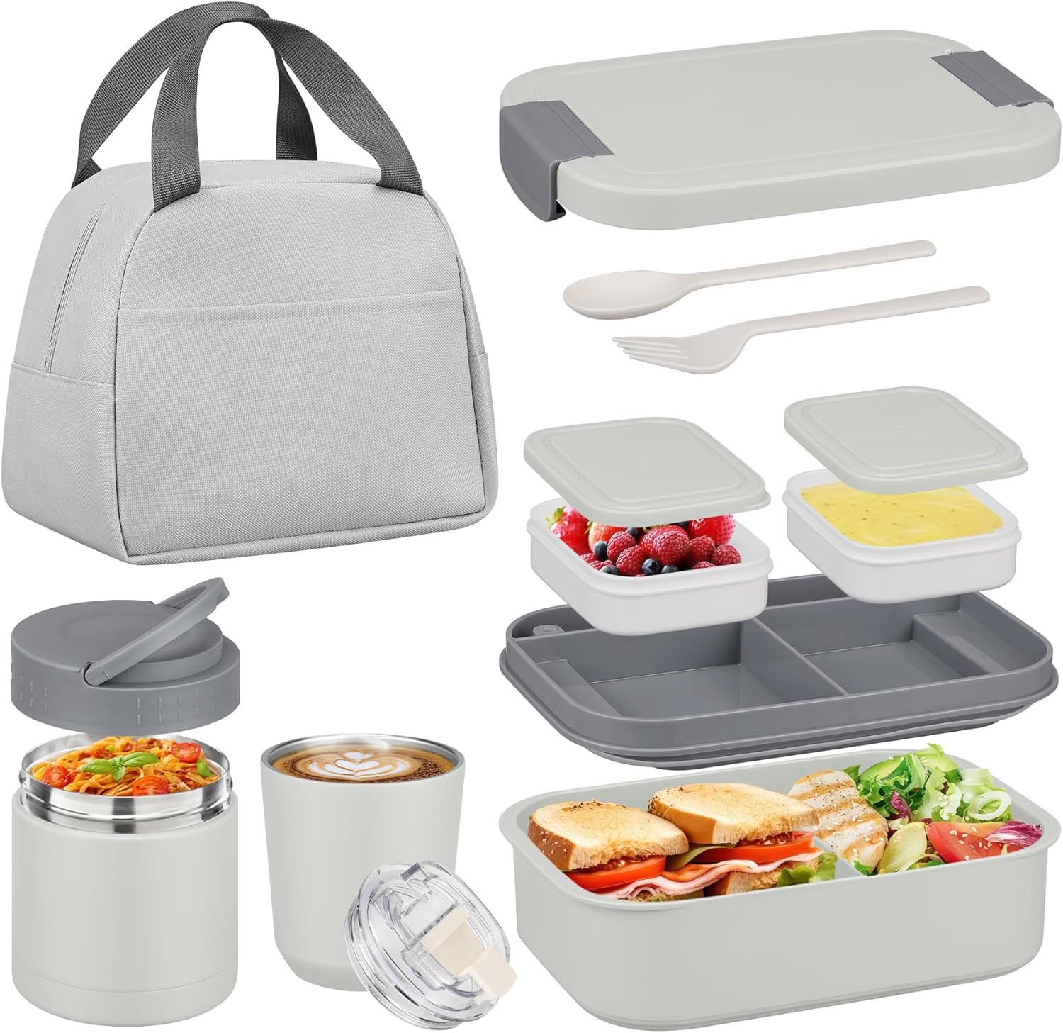 휴대용 4칸 스테인리스 스틸 도시락 세트, 누수 방지  - Meal Prep Kinder 리뷰 및 가격