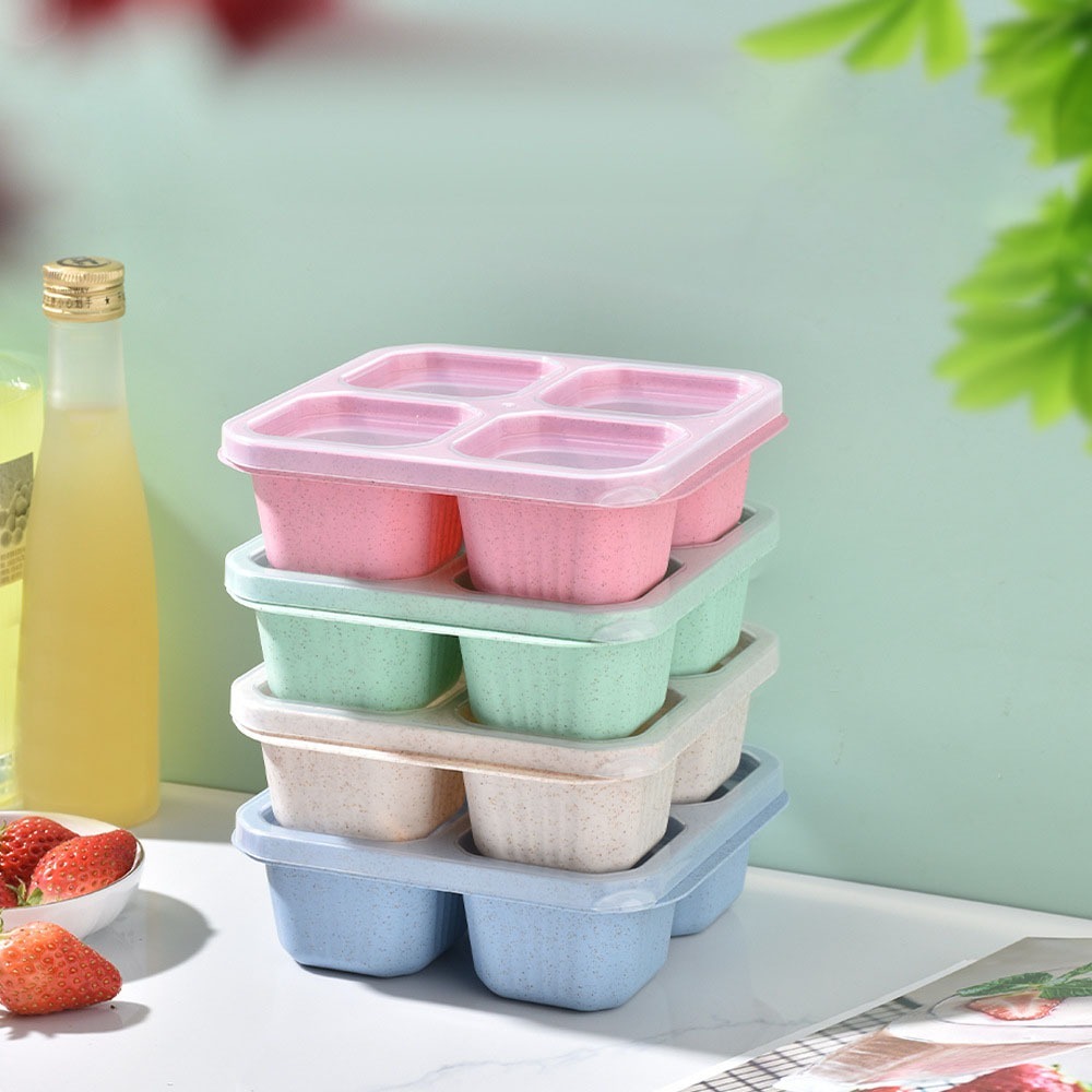 1개 재사용 가능한 밀짚 소재 4칸 음식 용기(뚜껑 포 - Meal Prep List 리뷰 및 가격