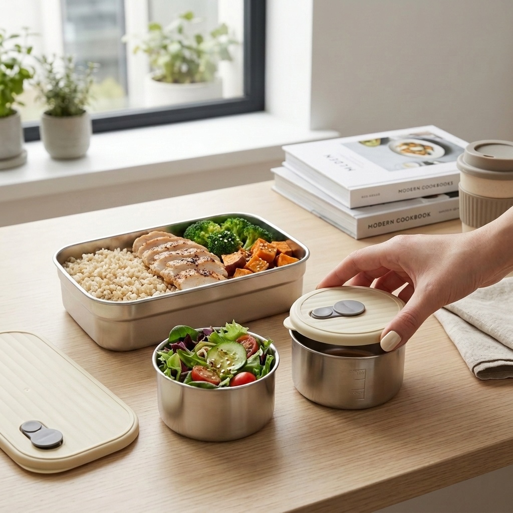 전자레인지 사용 가능 304 스테인리스 도시락 세트 3 - Meal Prep Kinder 리뷰 및 가격